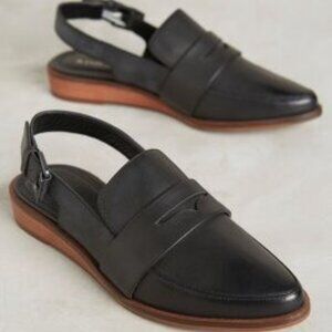 Anthropologie Kelsi Dagger Brooklyn Ally Sling-back Loafers Black Size 8.5